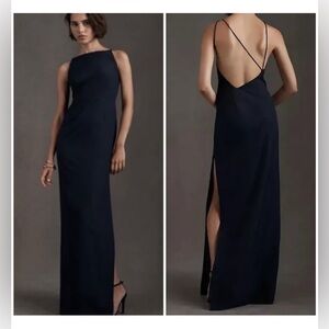 BHLDN Marta Navy Backless Gown